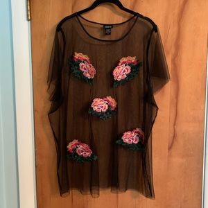 🌸Host Pick🌸_Black Top with Floral design_Size 2X